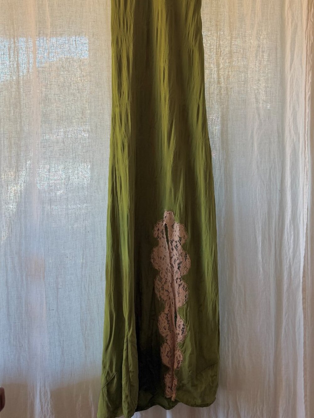Green silk and lace dress - Lenni Aloe Maxi Dress sz L - Picture 5 of 6